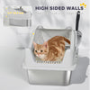 Cat Litter Box Stainless Steel with Metal Litter Scoop, Never Absorbs Odors, Anti Leakage, 17