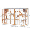Large Outdoor Catio with Condos, Platforms, Doors, Ladders, Weather-Resistant Roof, Orange