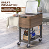 Patio Cooler, 60qt Portable Outdoor Cooler with Locking Wheels, Storage Shelf, Bottle Opener for Patio Backyard, Brown