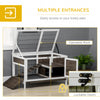 Rabbit Hutch Dual-Height Design Bunny House with Run Slide-Out Tray White and Coffee