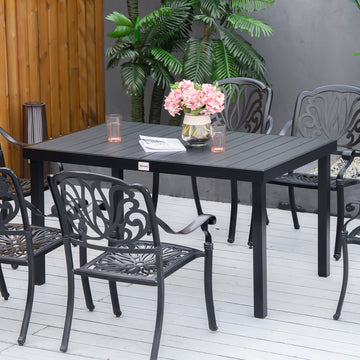 Aluminum Outdoor Dining Table for 6, Patio Rectangular Table, 55