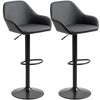 Adjustable Bar Stools Set of 2, Swivel Barstools with Footrest and Back, PU Leather and Steel Round Base, Black
