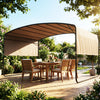 10' x 13' Retractable Pergola Canopy, Outdoor Metal Pergola Gazebo Sun Shade Shelter with Steel Frame, Khaki