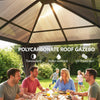10' x 10' Hardtop Gazebo, Outdoor Gazebo Canopy with UV60+ Polycarbonate Roof, Curtains, Central Hook and Steel Frame for Garden, Lawn, Backyard, Deck, Light Grey