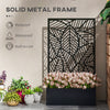 Metal Outdoor Raised Garden Bed with Privacy Screen, Privacy Panel and Planter Box, Wall-Mounted or Freestanding, Black