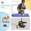Dog Grooming Table w/ Adjustable Arm, Mesh Tray,  Two Nooses, Rubber Surface, 35