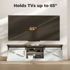 TV Stand for TVs up to 65 Inch, Entertainment Center with Shelves, Cabinets, Sliding Barn Doors, Thick Top, White