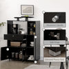 Compact Kitchen Pantry Buffet Server Hutch Storage Cabinet  with Microwave Oven Stand Drawer and Shelves, Black