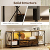 Industrial TV Stand for up to 55 Inch TV, TV Console with Charging Station and RGB LED Lights, Rustic Brown