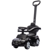 Qaba Licensed Mercedes-Benz Push Car for Toddlers, 2-in-1 Sliding Walking Car with Push Handle, Horn, Guardrail, Black