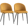Set of 2 Mid-Back Dining Chair, Mid-Back Velvet-touch Upholstery Kitchen Chair for Living Room Dining Room, Yellow
