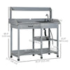 Potting Bench Table Garden Work Bench Workstation with Drawer, Removable Sink and Hooks, 45.3
