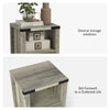 Small Side Table with Storage, Farmhouse End Table with Drawer, Open Shelf and Barn-style Panel, Nightstand for Living Room, Bedroom, Grey