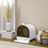 Cat Litter Box with Lid, Removable Tray, Scoop, Filter, White