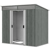 6.5x4FT Galvanised Metal Shed with Foundation Kit, Lockable Garden Tool Storage House with Sliding Doors, Vents, Light Grey