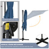 8' x 8' Square Patio Hanging Offset Umbrella with 360° Rotation, Aluminum Outdoor Cantilever Parasol with Crank & Tilt, Sun Canopy Shelter with Cross Base, Dark Blue
