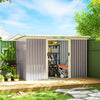 9x4 Outdoor Storage Shed Galvanized Steel Garden Shed with Foundation Kit, Ventilation & Doors, Light Grey