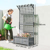 Wood Planter with Trellis for Vine Climbing, Raised Garden Bed, Privacy Screen for Backyard, Patio, Deck, Dark Grey