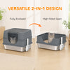 Stainless Steel Cat Litter Box with Lid, High Sided Enclosed Litter Box with Removable Lid, Tray, Scoop