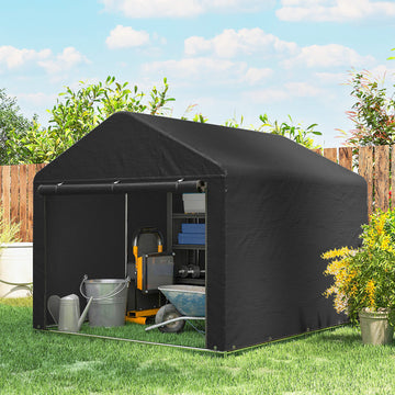 6.6' x 7.8' Portable Shed, Waterproof Bike Tent with Roll-up Zipper Door and Reinforced Galvanised Steel Frame, Black