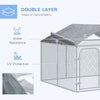 Dog Kennel Outdoor Run Fence with Roof, Steel Lock, Mesh Sidewalls for Backyard & Patio, 9.8' x 9.8' x 7.7'