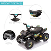 Kids Ride on ATV, 6V Battery Powered Quad Car with Forward, Reverse Switch, for Boys Girls 18-36 Months, Black