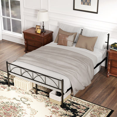 Metal Full Platform Bed Frame with Headboard, Steel Slat Support, Underbed Storage, No Box Spring Needed, Easy Assembly