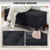 Storage Ottoman, Linen Fabric End of Bed Bench with Button Tufted Storage Bench for Bedroom, Blue