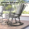 Folding Rocking Chair Set of 2 Padded Rockers with Armrest, Light Grey