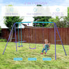 3 in 1 Metal Swing Set with Double Swings, Glider for Backyard, Outdoor, Playground, Purple