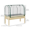 Raised Garden Bed with PE Greenhouse Cover Outdoor Elevated Wood Planter Box for Herbs and Vegetables, Use for Patio, Backyard, Balcony, 48 x 22 x 46 inch, Natural