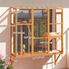 Wooden Catio Outdoor, Cat Window Box Enclosure for 2-3 Large Cats with 2 Jumping Platforms & Scratching Post, Orange