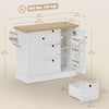 Farmhouse Kitchen Island Cart with Power Outlet and Soft-Close Doors, 49
