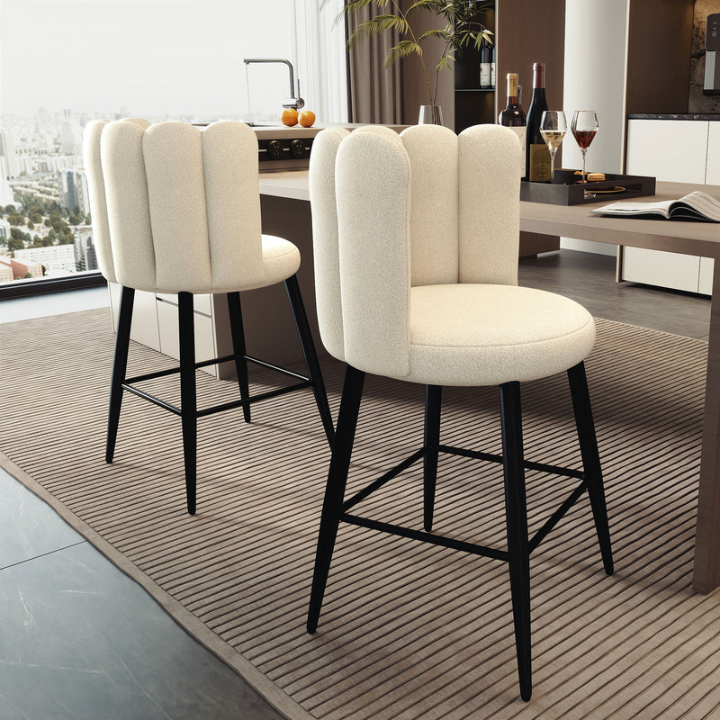 Faux Cashmere Bar Stools Set of 2 Counter Height Bar Stools with Back for Home Kitchen, 20.5