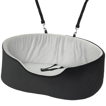 Dog Car Seat for Small Medium Pets, Detachable Washable Pet Bed with Cushion and Safety Belt for Dog Under 33lbs, Black