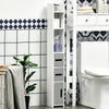 Freestanding Tall Bathroom Cabinet, Narrow Bathroom Storage Cabinet with Shelves and Cupboards, Grey and White