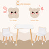 Qaba Kids Wooden Table and 2 Chairs Set, 3-Piece Dining Table with Bear Shape and Rounded Corners for 1-4 Years, White