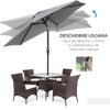Patio Sun Umbrella, Outdoor Parasol with 6 Ribs, Light Grey