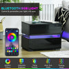 Modern Nightstand, Bedside Table with 2 Drawers, USB Powered RGB LED Lights for Bedroom, Black
