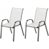Set of 2 Outdoor Dining Chairs, Stackable Lawn Chairs with High Back, Breathable Mesh Seat for Garden Porch, Light Grey