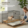 Foldable Dog Crate, 30 Inch Metal Dog Cage with Removable Tray, Lockable Wheels, 2 Doors for Small Medium Breeds, Black