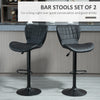 Bar Stools Set of 2, Adjustable Height Swivel Bar Chairs, PU Leather Upholstered Kitchen Counter Stools with Wide Seat, Back and Footrest, Black