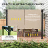 12' x 10' Outdoor Patio Gazebo Pergola with Retractable Canopy Roof, Steel Frame with Stakes, Unique Design, Light Brown