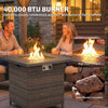 Propane Fire Pit Table, 28 Inch 40,000 BTU Square Rattan Fire Table with Lava Rock, Pulse-Ignition Wicker Gas Fire Pit