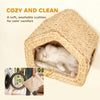 Cat Wall Shelf, Wall Mounted Cat House with Washable Cushion, Kitty Shelf Furniture for Indoor Kittens, Natural