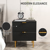 Bedside Table, Modern Nightstand with 2 Drawers, Side End Table with Metal Legs for Living Room, Bedroom