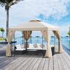 10' x 10' Patio Gazebo Outdoor, Canopy Shelter with Double-tier Roof, Pavilion Sidewalls for Garden Events