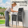 7 Piece Garden Dining Set, Garden Furniture Set with Rectangle Table and 6 Stackable Chairs, Silver And Black