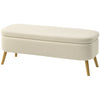 47 Inches Storage Ottoman Bench, End of Bed Bench, Upholstered Teddy Fleece Storage Chest for Living Room, Beige