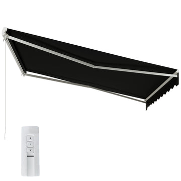 12'x10' Electric Retractable Awning, UV Protection Sun Shade Shelter w/ Remote Controller for Deck Balcony Yard